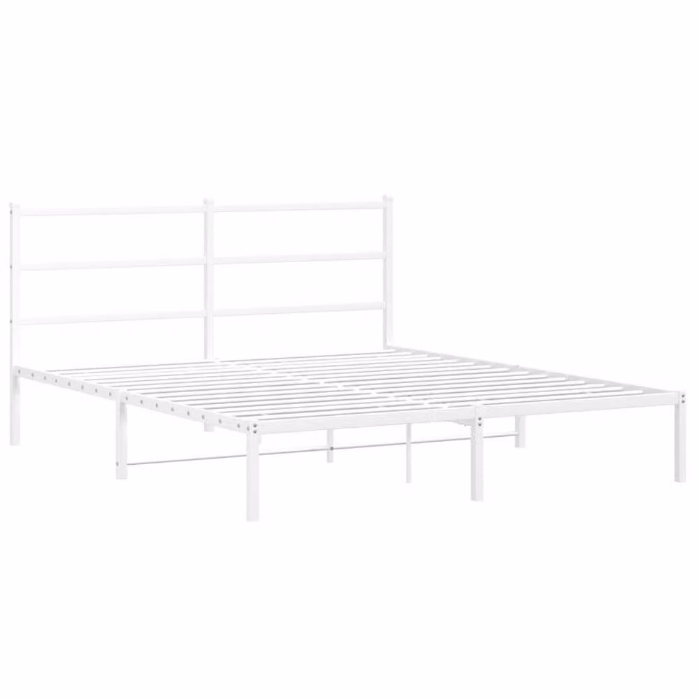 Berkfield Home Metal Bed Frame with Headboard in White, 160 x 200 cm – 2