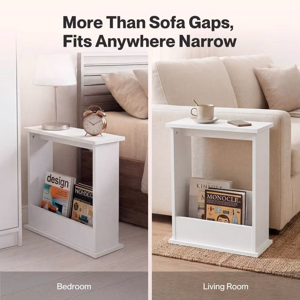 Kelvenix Modern White Side Table with Magazine Rack, W/D/H: 100 x 100 x 55 cm – 2