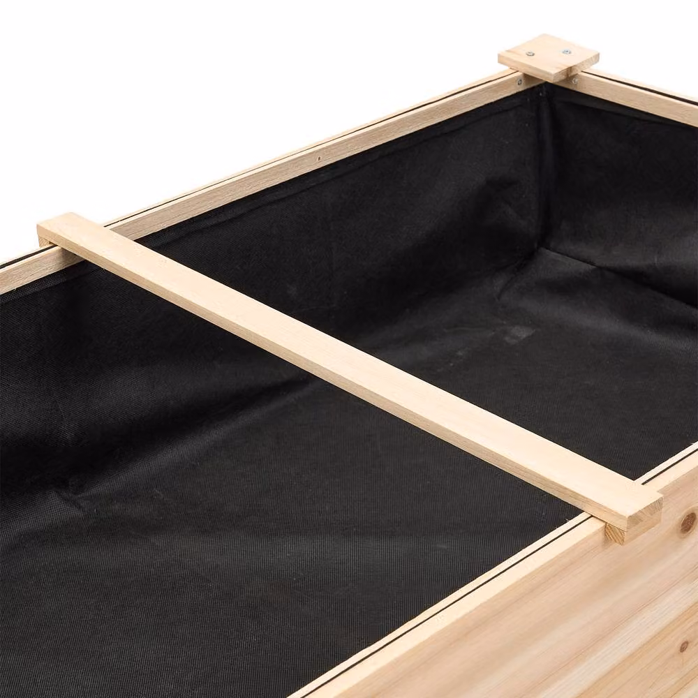 Living and Home Wooden Elevated Rectangular Raised Garden Bed with Drainage Holes in Beige, W/D/H: 76.5 x 59.0 x 59.0 cm – 5