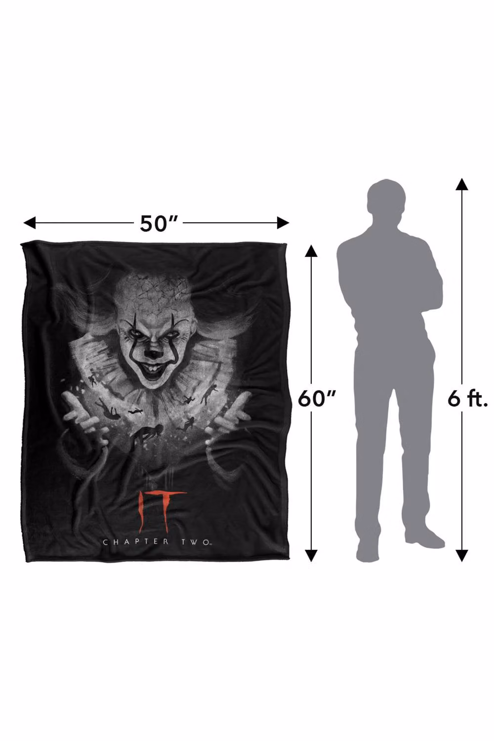 LOGOVISION It Chapter 2 Pennywise In The Dark Super Soft Silky Touch Fleece Throw Blanket, Multicolour, W: 152 cm, D: 127 cm – 8