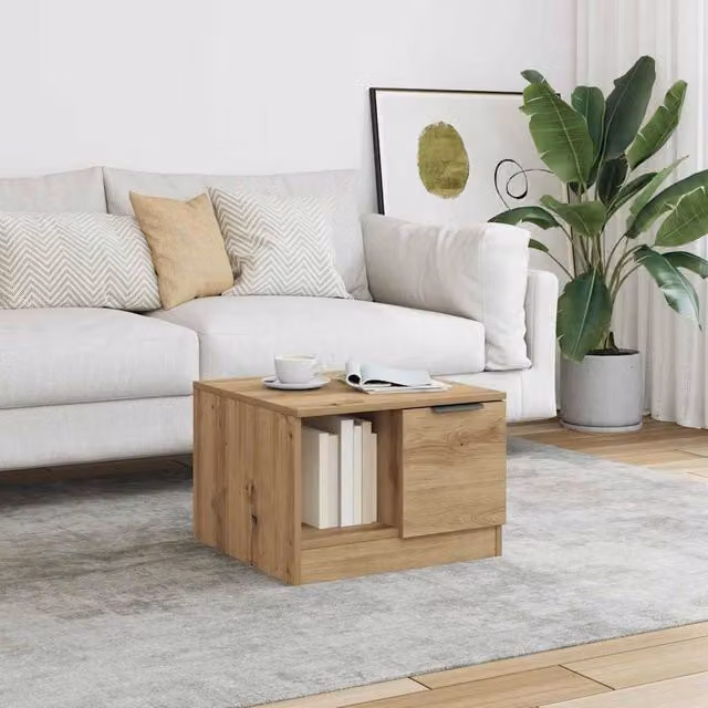 Berkfield Home Artisan Oak Coffee Table in Brown, W/D/H: 50 x 50 x 36 cm