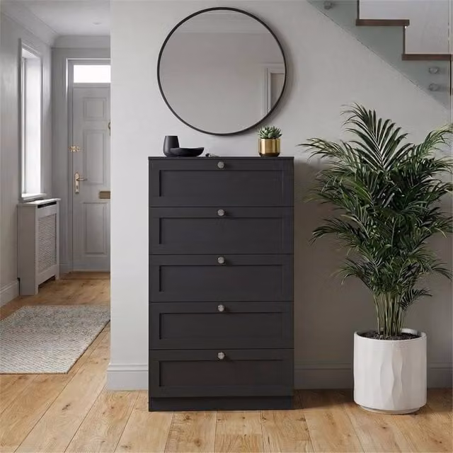 EONLION Modern 5-Drawer Chest Storage Unit in Black