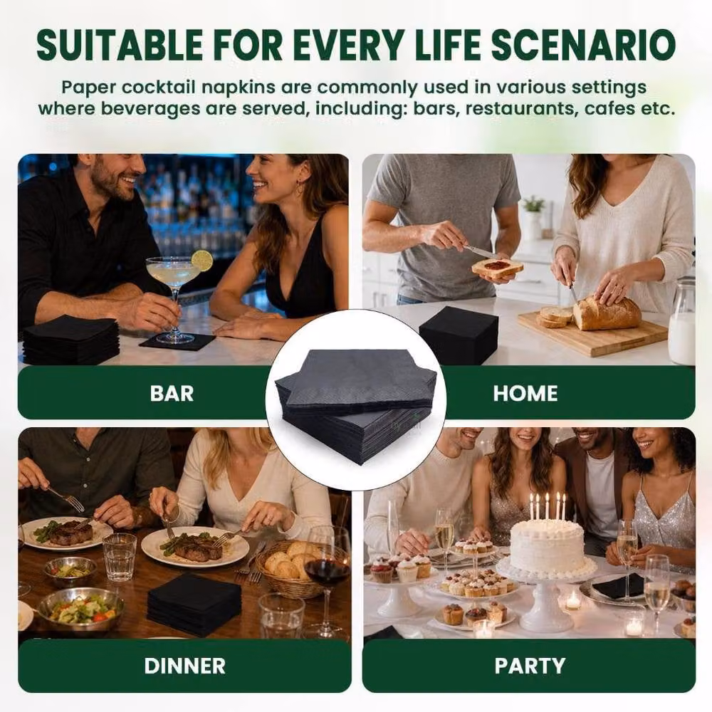 ECONX Black 2-Ply 4-Fold Paper Napkins, 1000 Pack – 3