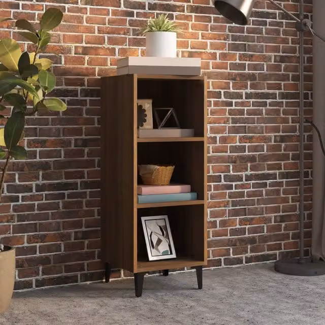 Berkfield Home Industrial Sideboard in Brown Oak, W/D/H: 34.5 x 32.5 x 90 cm – 1