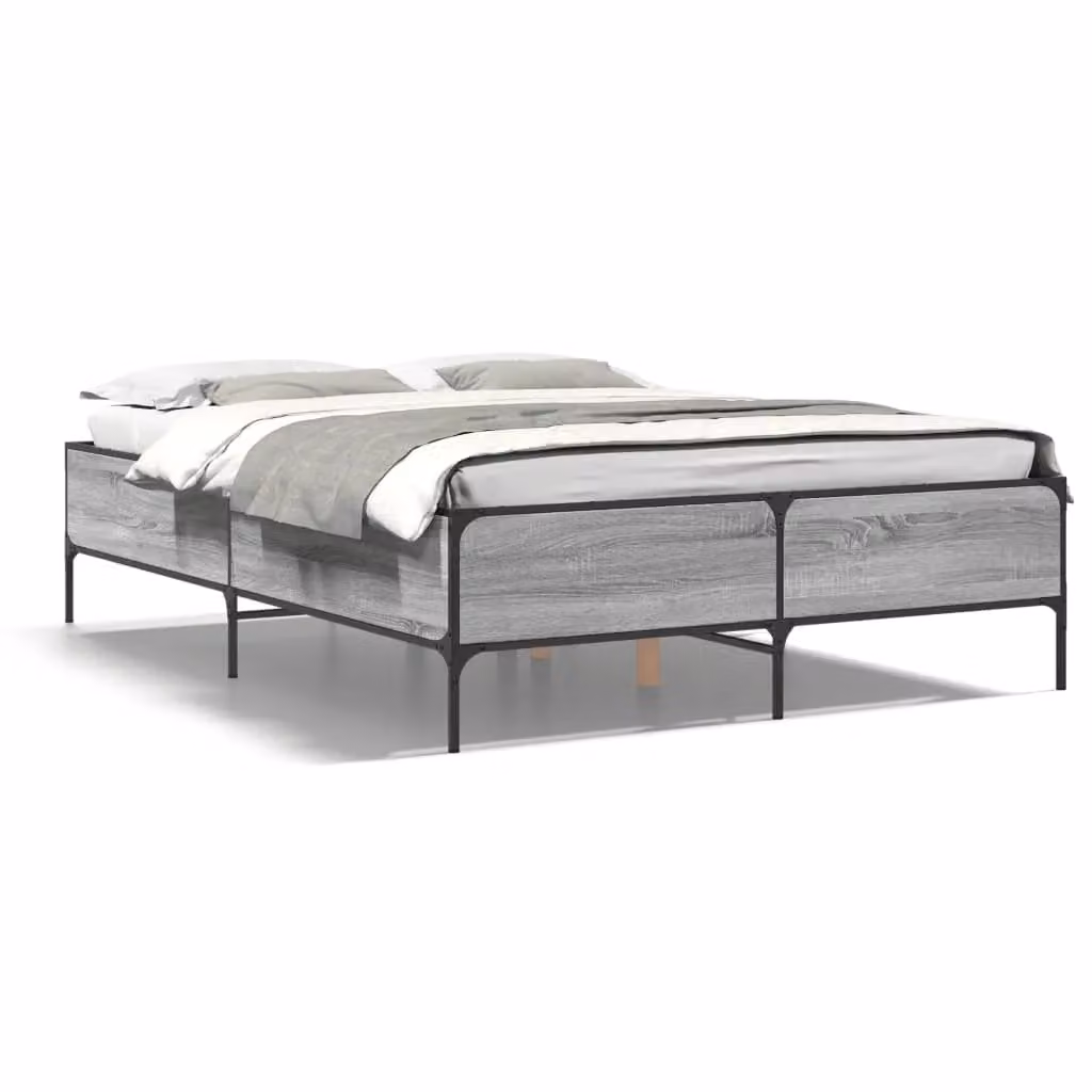 Berkfield Home Sonoma Bed Frame in Grey, Small Double, W/D/H: 120 x 200 cm – 2