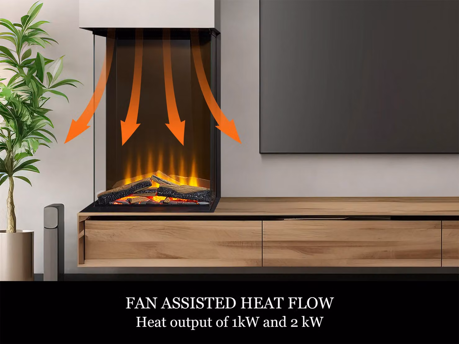 Acantha Aspire 50 Portrait Panoramic Media Wall Electric Fire in Black – 4