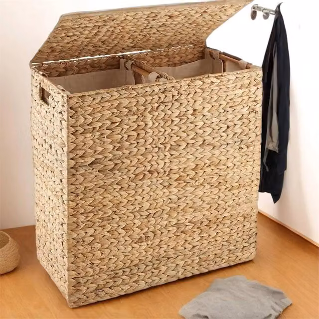 Nordara Water Double Laundry Hamper Bin with Lid and Removable Bag, Brown – 1
