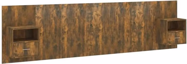 Berkfield Home Bed Headboard with Integrated Nightstands in Smoked Oak Brown Engineered Wood