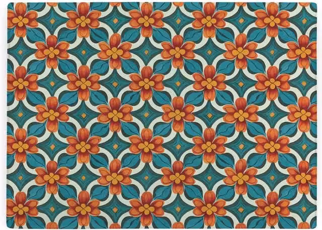 Purely Home Orange Floral Tile Rectangular Smooth Glass Kitchen Worktop Protector