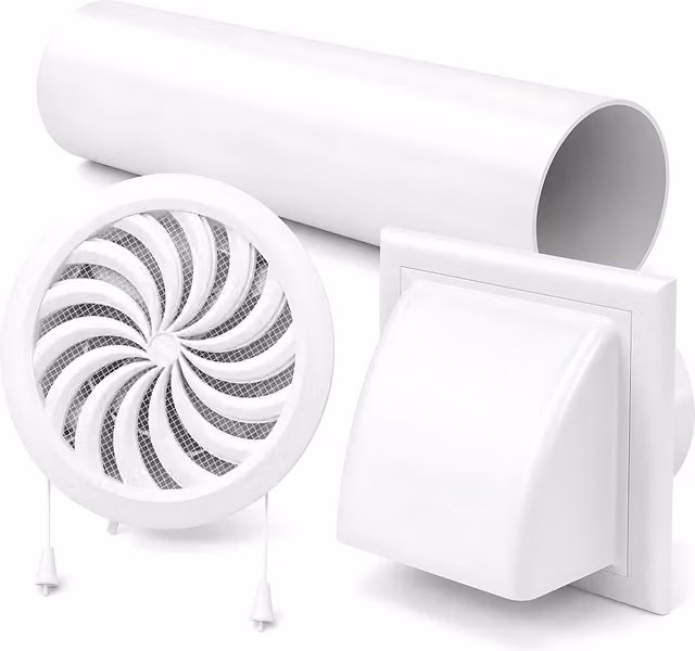 Sola White Plastic Through-Wall Ventilation Kit with Adjustable Grille