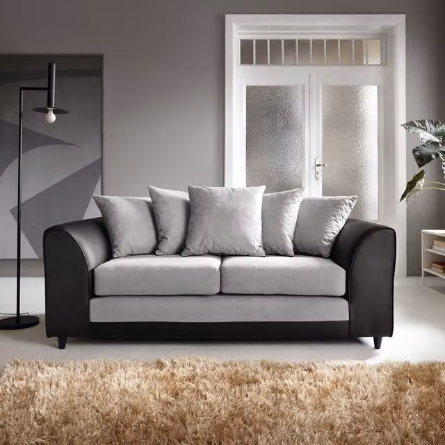 Abakus Direct Dylan 3 Seater Upholstered Fabric Sofa in Grey