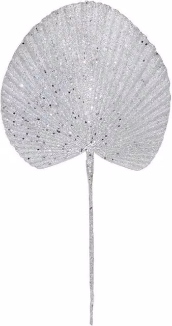 KDMD Silver Glitter Palm Spear Stem Flower Leaves, 2 Pack