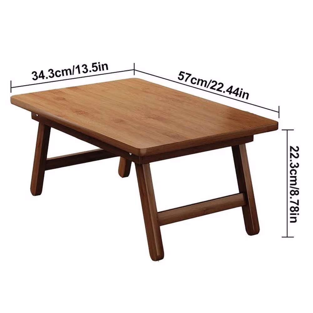 EONLION Brown Bamboo Folding Coffee Tea Table, W/D/H: 57 x 34.3 x 22.3 cm – 2