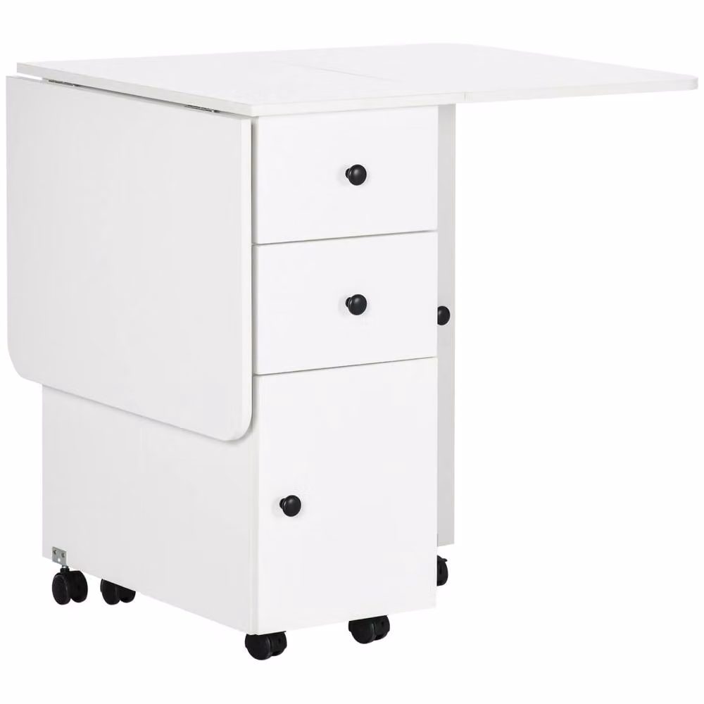 Wyld Haus Zibsa White Drop Leaf Dining Table with Storage Seats 4 to 6, W/D/H: 120 x 60 x 76.5 cm – 2