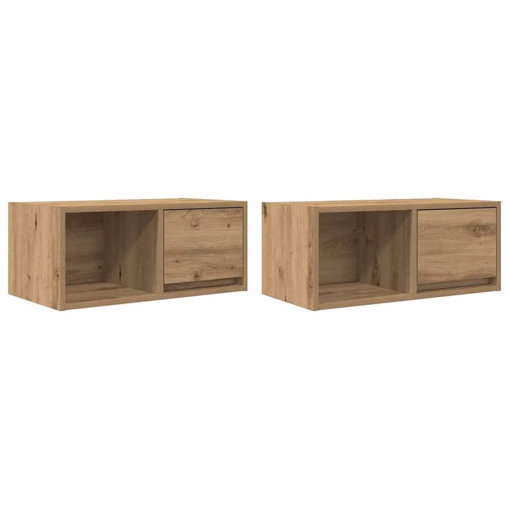 Berkfield Home Artisan Oak TV Cabinets, 2 Piece Set in Brown, W/D/H: 60 x 31 x 25.5 cm – 2