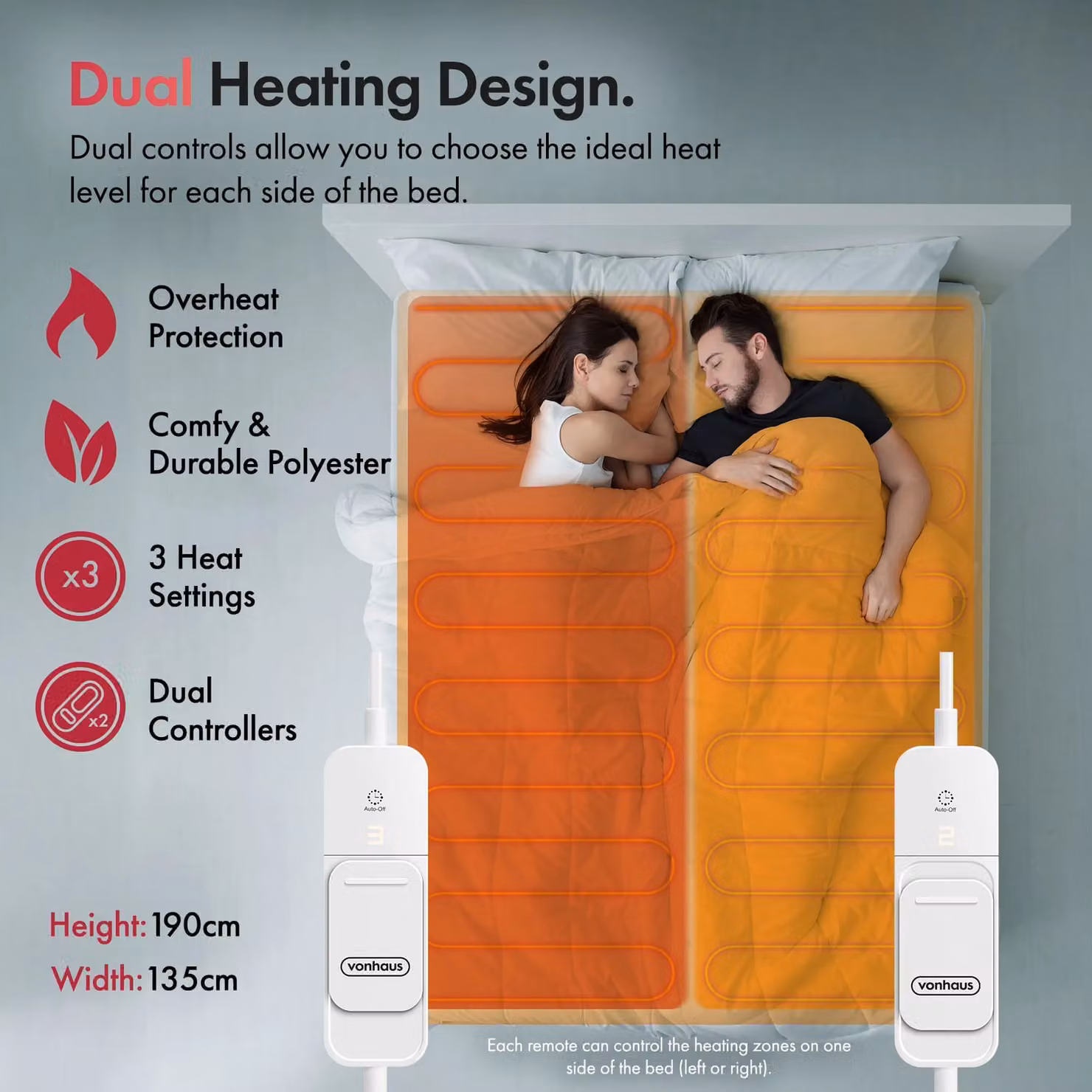 VonHaus Double Electric Blanket in White, 140 x 200 cm – 2