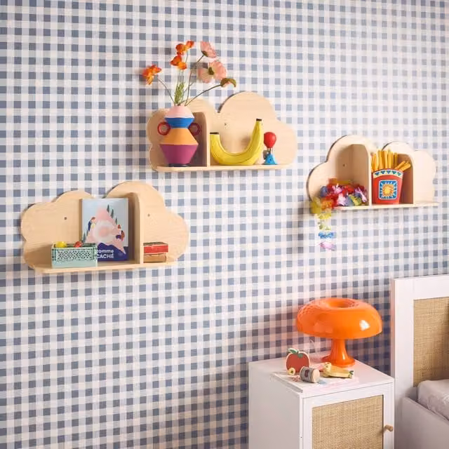 sweeek Set of 3 Cloud Wall Shelves for Children's Bedrooms in Beige