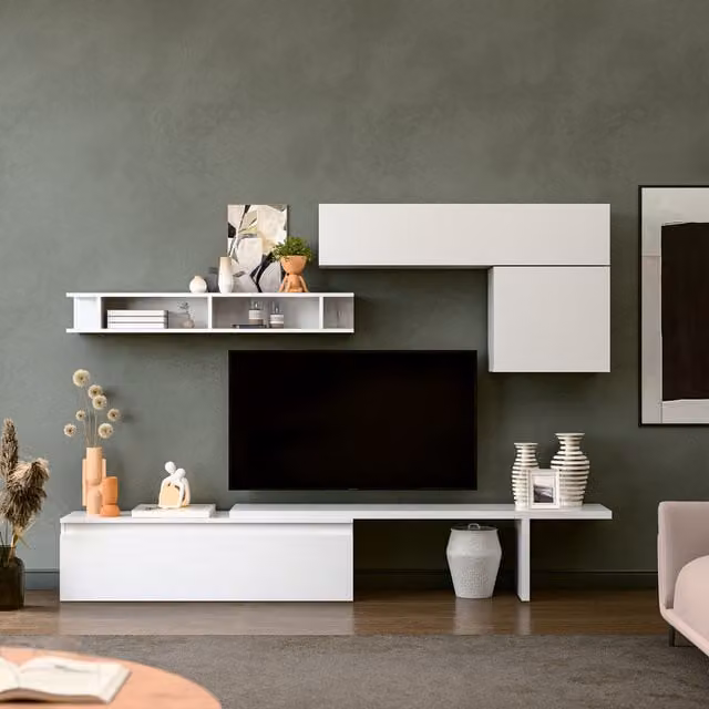 Decorotika Faro Wall Mounted Entertainment Center in High Gloss White