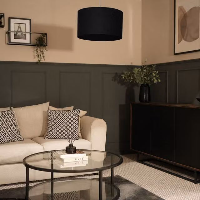 ValueLights Reni Large Modern Cylinder Pendant Shade in Black Fabric