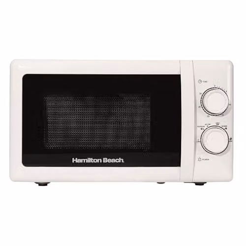 Hamilton Beach 20L Solo Manual Microwave in White with Stainless Steel Cavity and 700W Power – 1