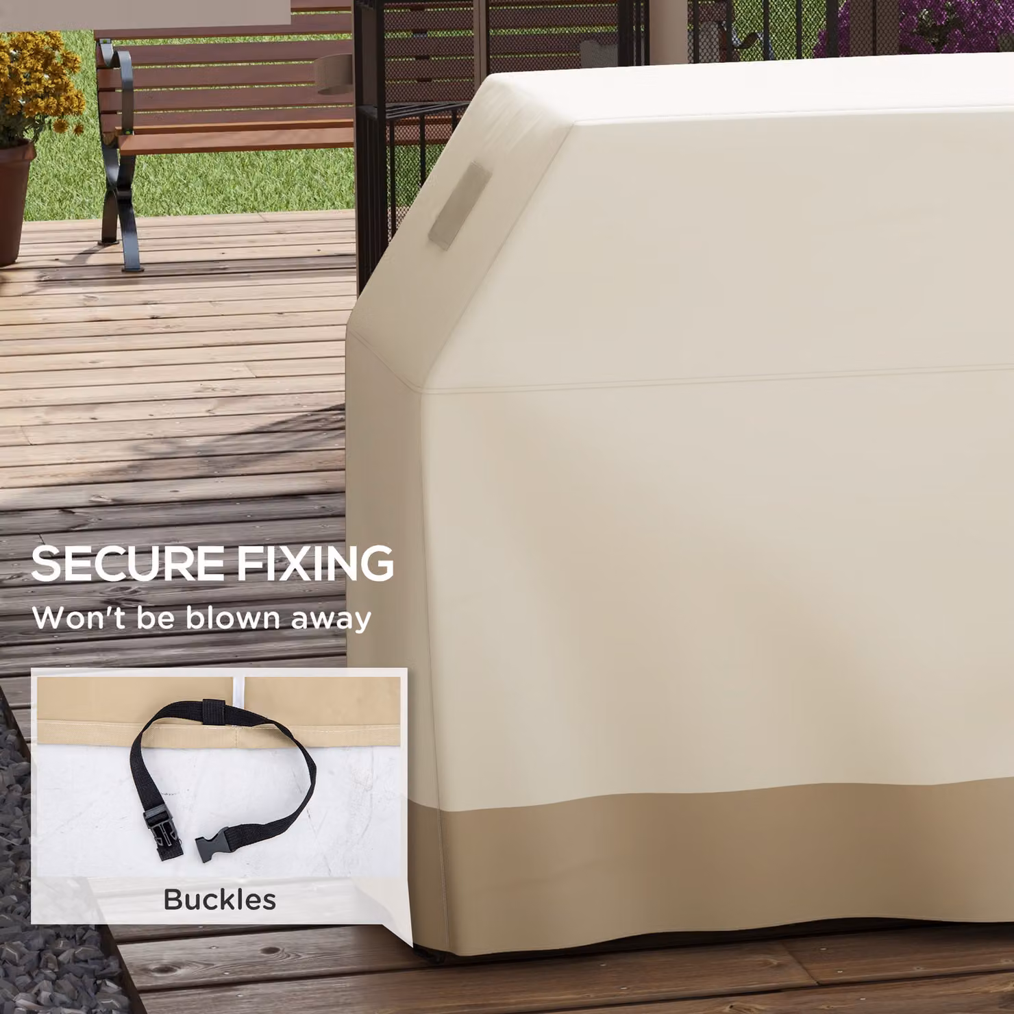 Outsunny Waterproof PU-Coated Gas Grill Cover, Beige, W: 71 cm x L: 188 cm – 3