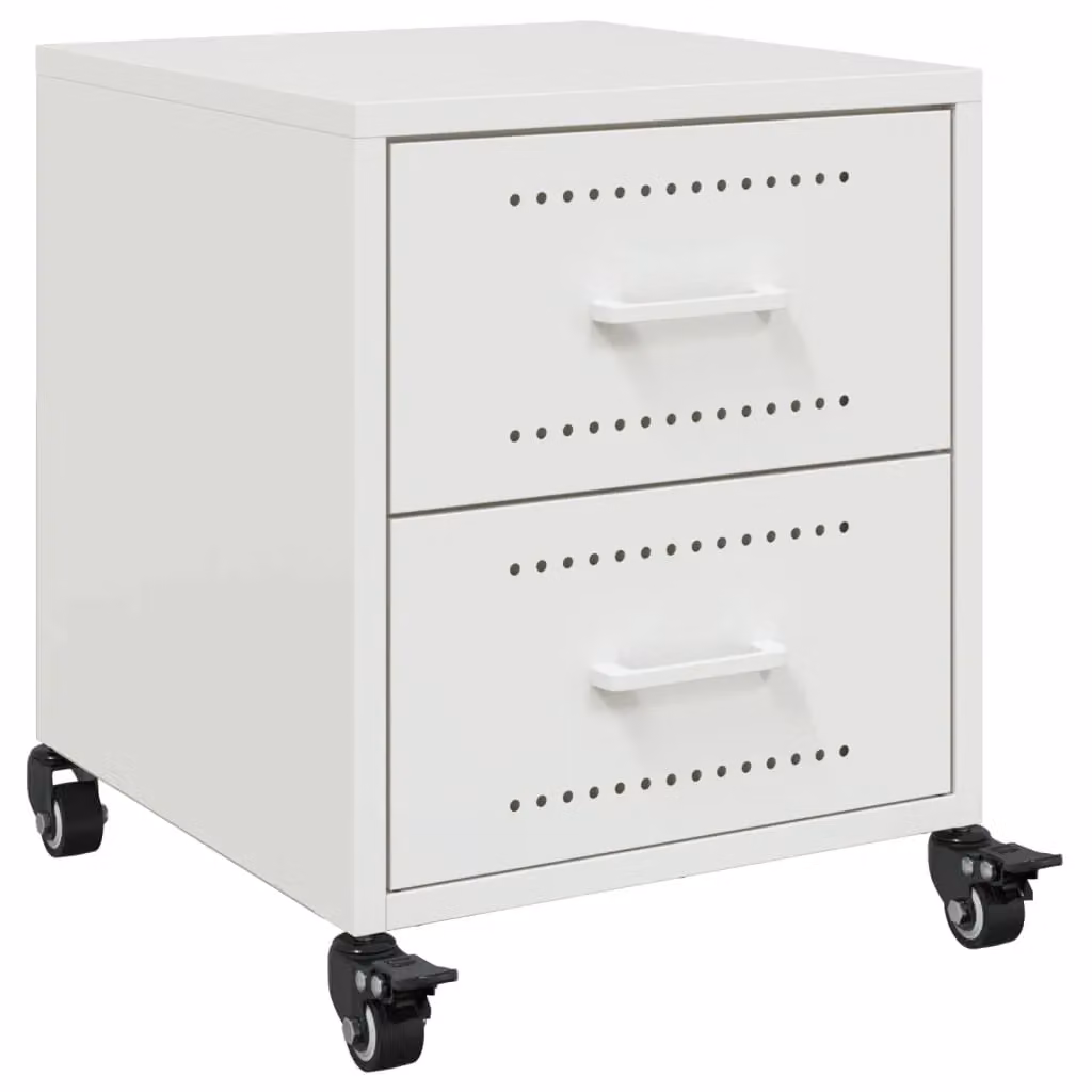 Berkfield Home Modern White Metal Bedside Cabinet W/D/H: 36 x 39 x 43.5 cm – 2
