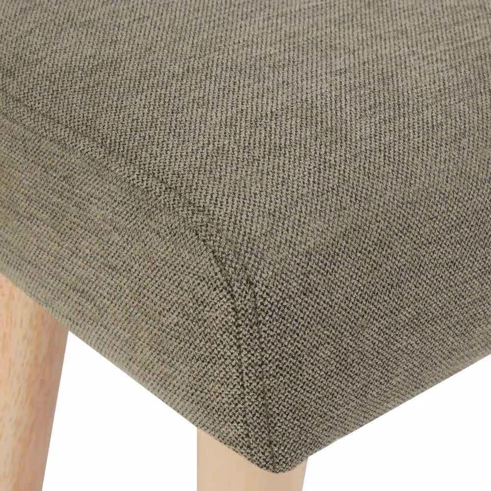 Wyld and Coco Retro Green Fabric Footstool with Oak Legs W/D/H: 34.0 x 30.0 x 34.0 cm – 4