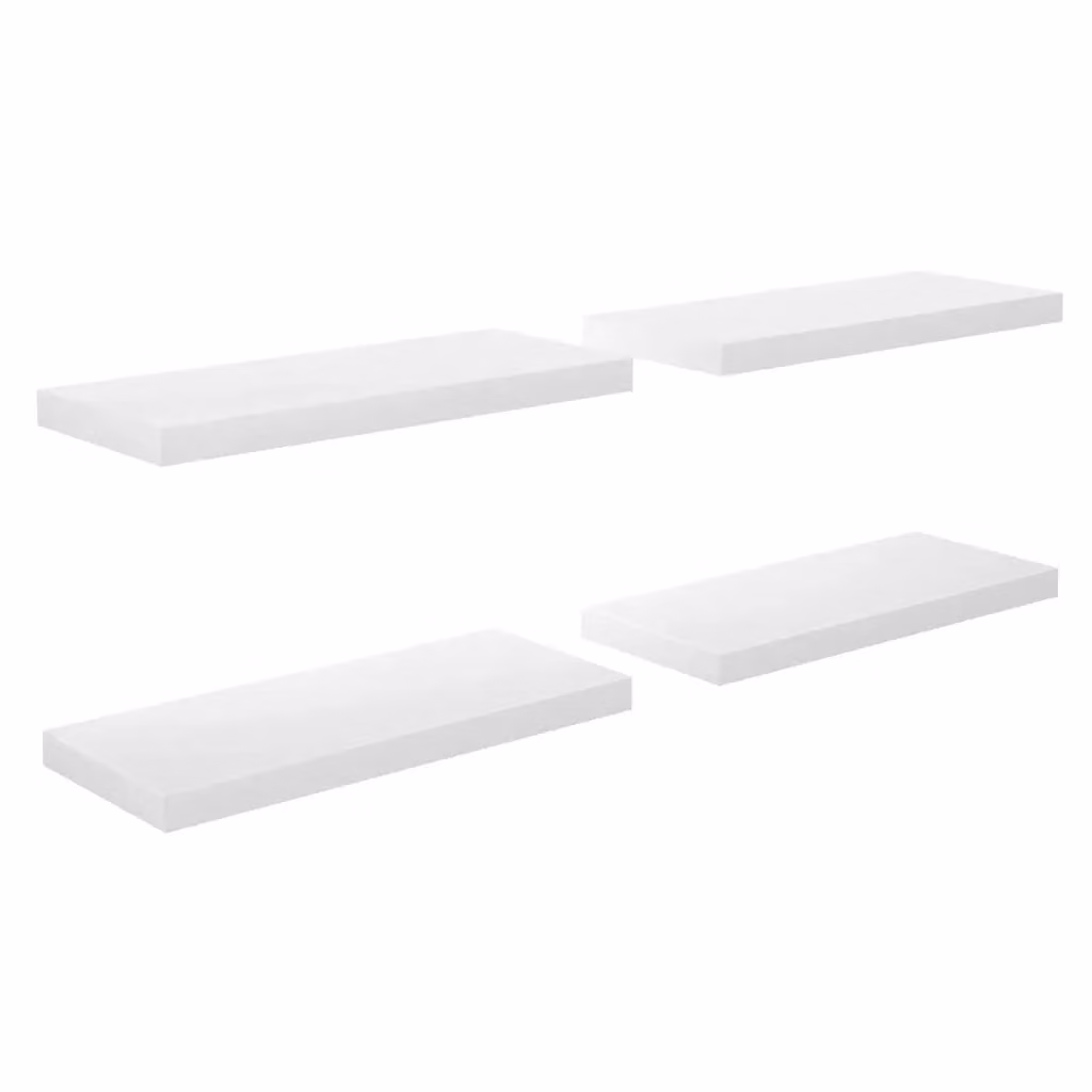 Berkfield Home Set of 4 Floating Wall Shelves in High Gloss White, W: 60 cm, D: 23.5 cm, H: 4 cm – 2