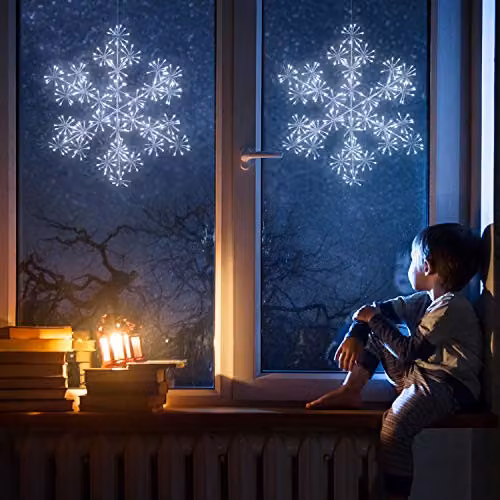 The Christmas Workshop 70569 Starburst Snowflake Christmas Lights with 300 Blue and White LEDs, 60 cm – 2