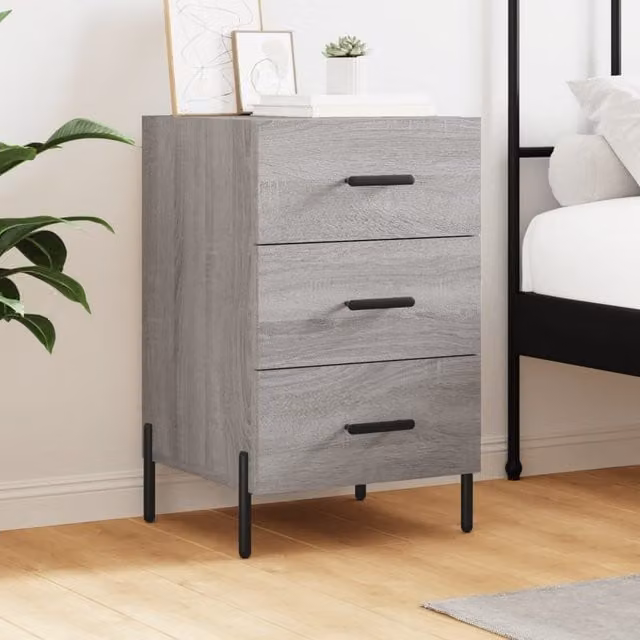 Berkfield Home Grey Sonoma Bedside Cabinet W/D/H: 40 x 40 x 66 cm