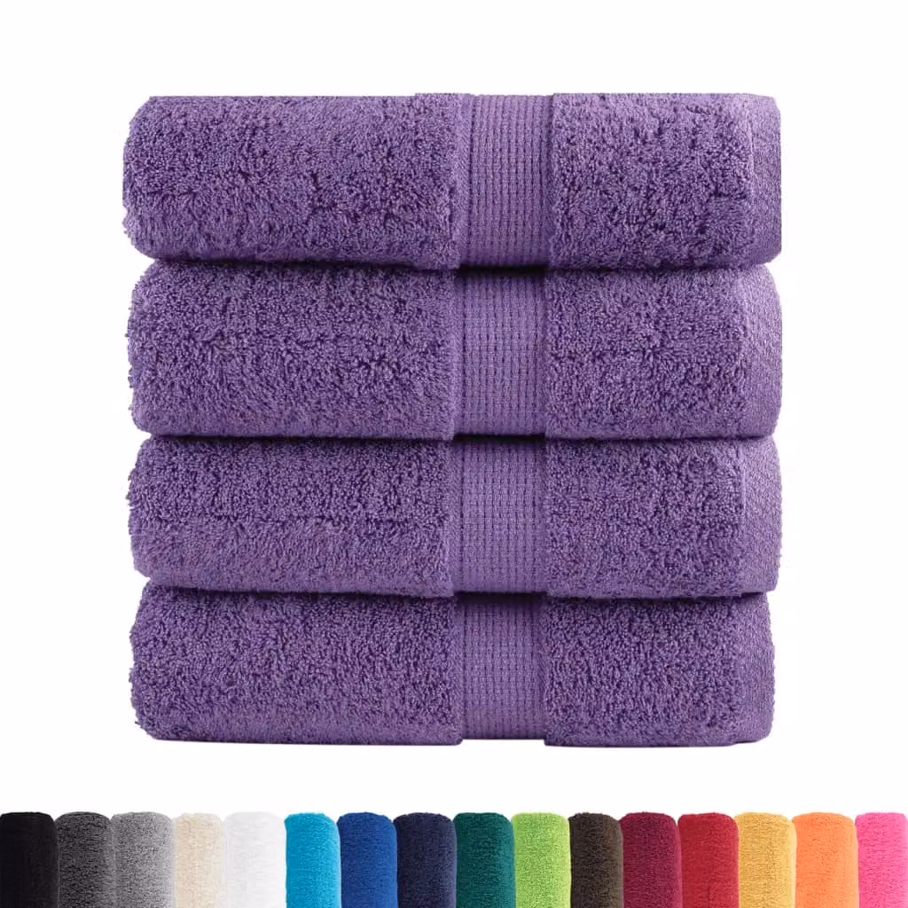 Berkfield Home SOLUND Premium Cotton Terry Guest Towels, Purple, 4 Pack, W: 30 cm, H: 50 cm, 600 gsm – 2