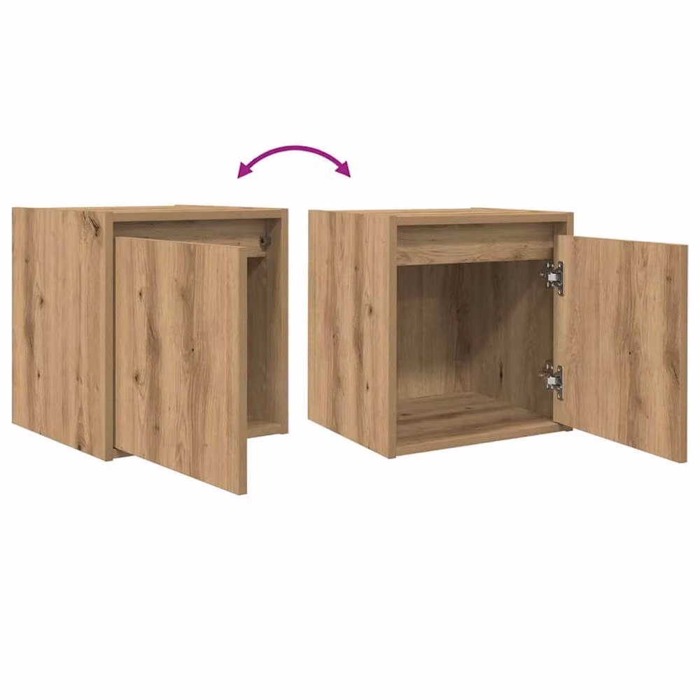 Berkfield Home Artisan Oak Wall-Mounted Bedside Cabinets, 2 Pack, Brown, W/D/H: 38 x 34 x 40 cm – 3