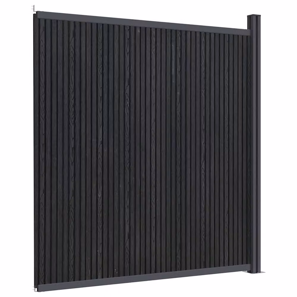 Berkfield Home Grey WPC and Aluminium Opaque In-Ground Fence Panel W: 173 cm, H: 186 cm – 2