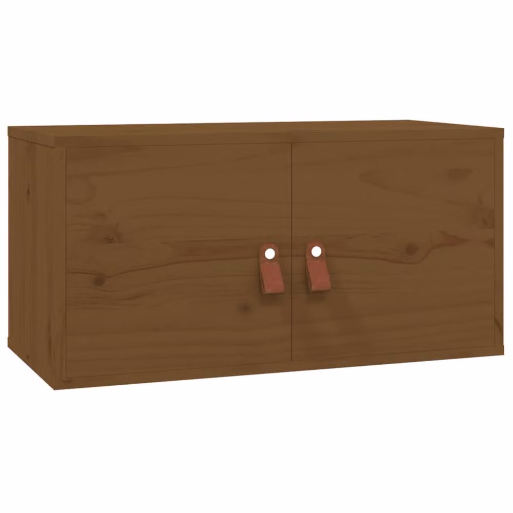 Berkfield Home Set of 2 Rustic Solid Wood Pine Wall Cabinets, Honey Brown, W: 60 cm, D: 30 cm, H: 30 cm – 3