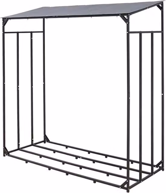 NESTLUNE Large Black Metal Log Store and Indoor Wood Basket, W/D/H: 100 x 100 x 176 cm