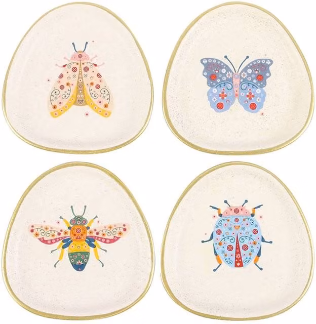 Something Different Floral Bug Trinket Dish, Multicolour (Pack of 4)
