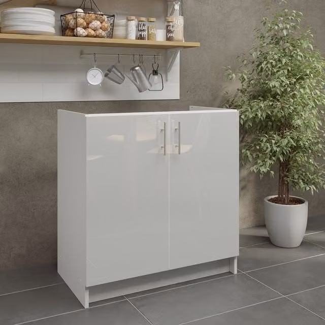 JD Greta White Gloss Kitchen Base Sink Unit W: 80 cm