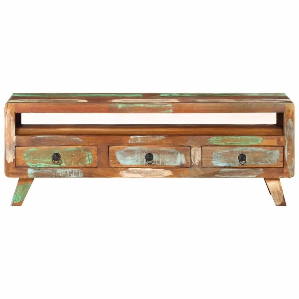 Berkfield Home Multicolour Rustic Solid Reclaimed Wood TV Cabinet W: 110 cm, D: 40 cm, H: 40 cm – 2