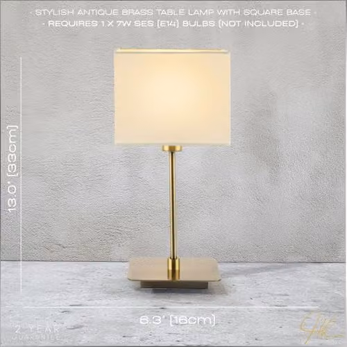 Happy Homewares Modern Gold and Brass Bedside Table Lamp with White Fabric Shade, H 33 cm x W 16 cm x D 10 cm – 2