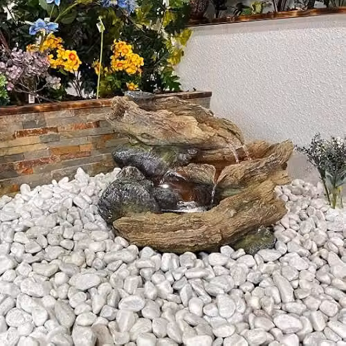 Tranquility Bubbling Brook Solar Powered Tabletop Cascade Water Feature in Natural Brown Resin – 1