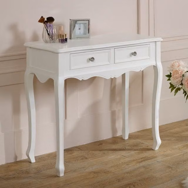 Melody Maison Victoria Range White Wood Console and Dressing Table
