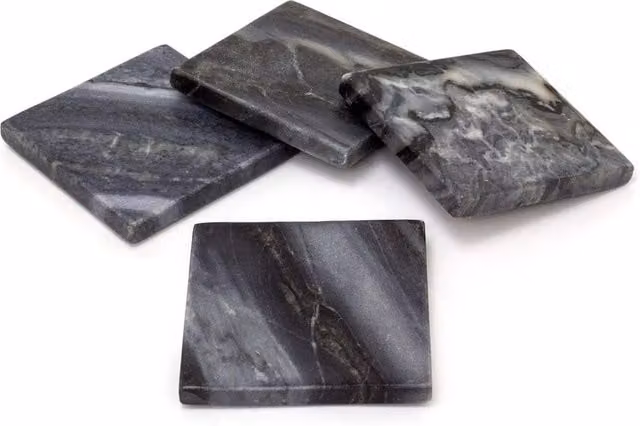 SPETLEK Set of 4 Black Marble Square Coasters – 1