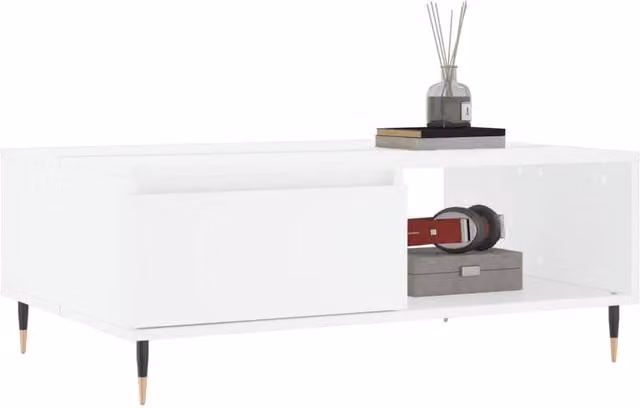 Berkfield Home White Glossy Decorative Coffee Table, W/D/H: 90 x 60 x 35 cm