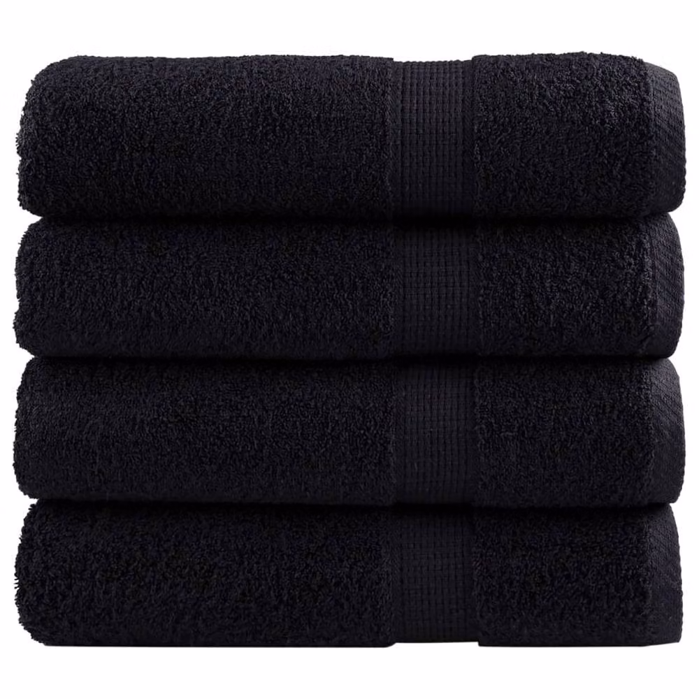 Berkfield Home SOLUND Premium Cotton Terry Hand Towels, Black, 4 Pack, W: 50 cm, H: 100 cm, 600 gsm – 2