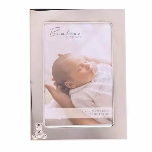Widdop & Co Bambino by Juliana Silver Metal Teddy Baby Photo Frame, 10 x 15 cm – 1