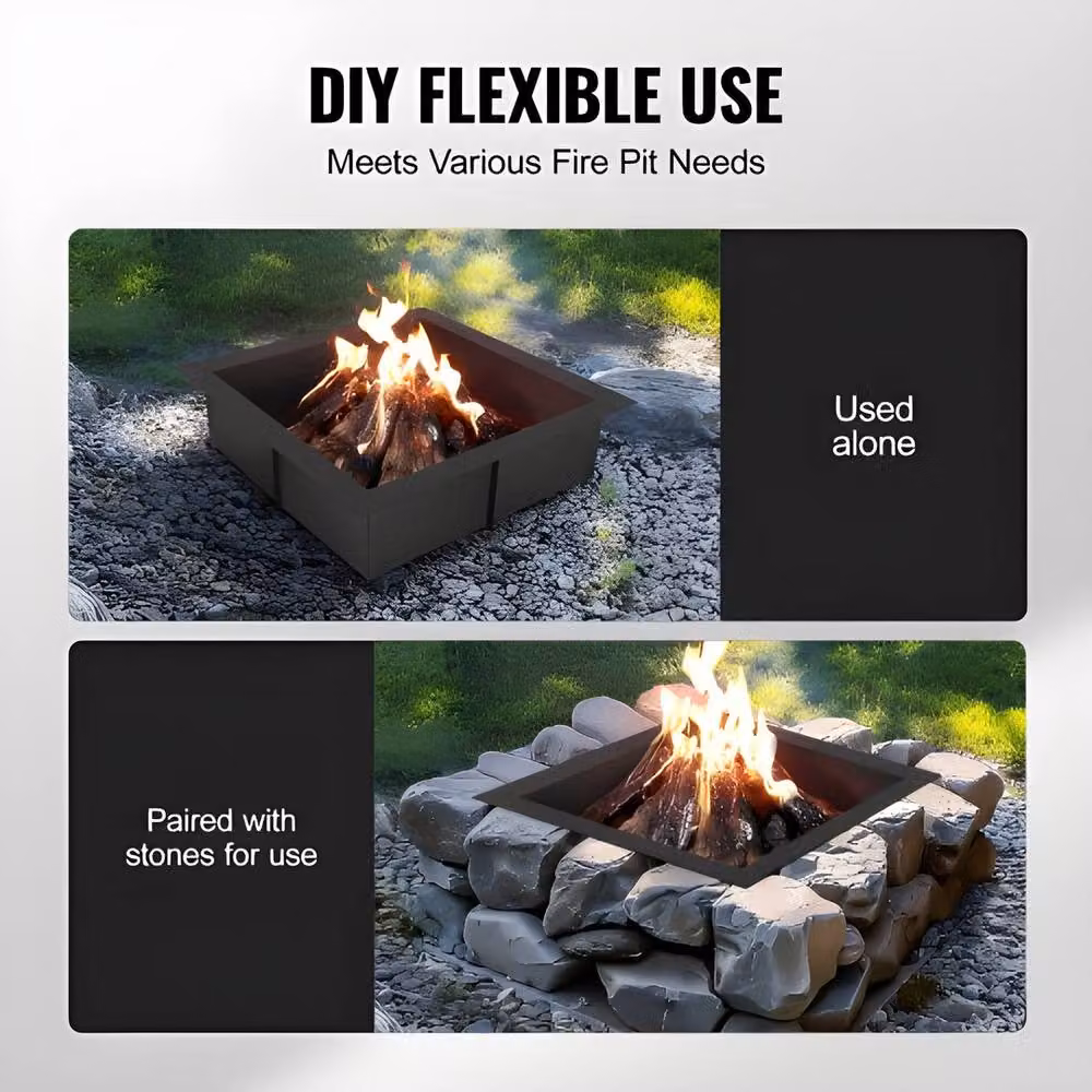 VEVOR Black Q235 Carbon Steel 8-Section Seamless Assembly Fire Pit Ring for Wood Campfires – 3