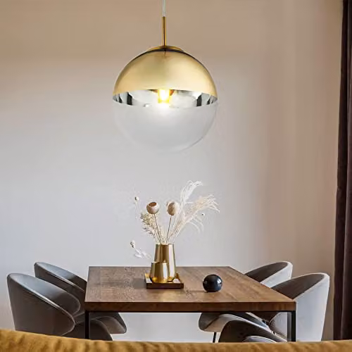 Globo Lighting 15856 Modern Glass Sphere Ceiling Light in Multicolour and Gold/Brass, W/D/H: 25.0 x 25.0 x 120.0 cm – 4