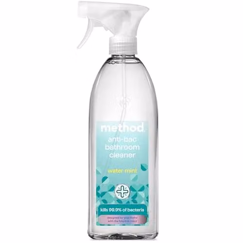 Method Anti-Bacterial Bathroom Cleaner Spray, Water Mint, Green, 828ml