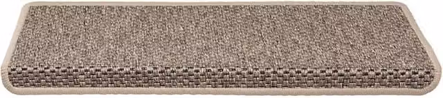 Berkfield Home Self-adhesive Sisal-Look Stair Mats, 15 Pieces, Beige, W: 65 cm, D: 21 cm, H: 4 cm – 1