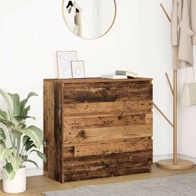Berkfield Home Rustic Old Wood Sideboard in Brown, W/D/H: 80 x 35 x 76 cm
